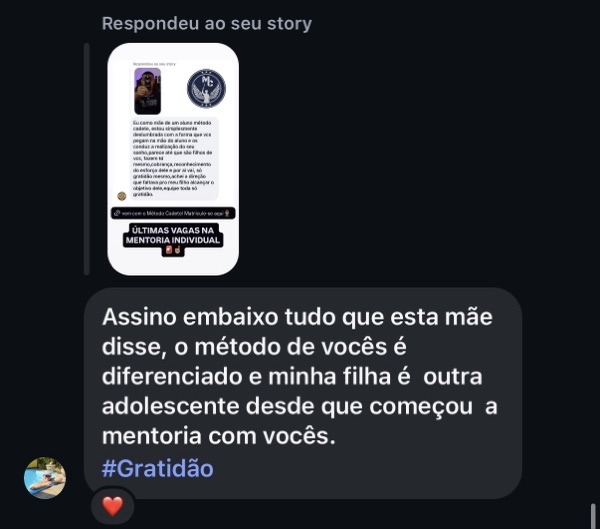 Depoimento de mãe de aluna