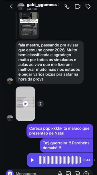 Mensagem de aluno