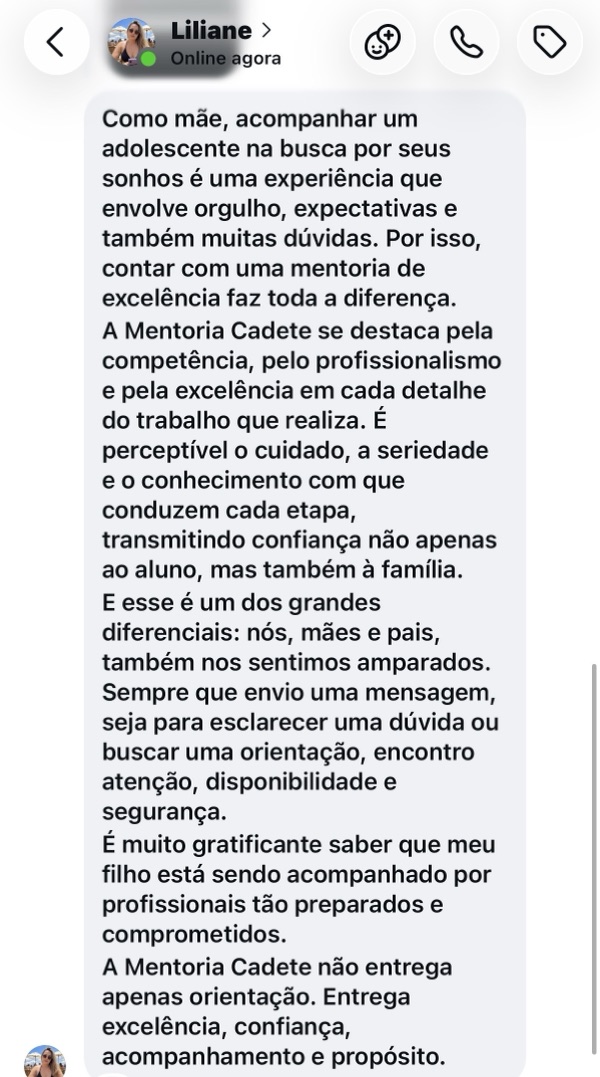 Depoimento da Liliane, mãe de aluno